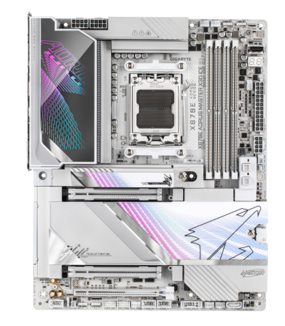 PLACA GIGABYTE X870E AORUS MASTER X3D ICE,AMD,AM5,X870E,4DDR5,256GB,USB4+HDMI,5+10GBELAN+WIFI7+BT5.4,2ATA6+3M.2,10USB3.2,ATX
