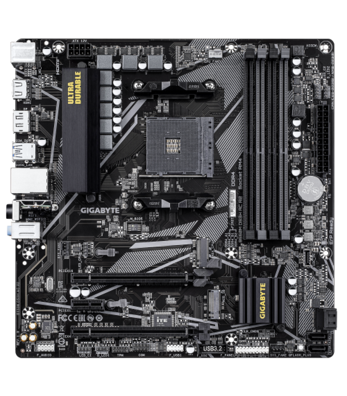 GIGABYTE B550M DS3H AC R2 Placa base - Procesadores AMD Ryzen 5000, VRM de 5+3 fases, hasta 4733 MHz DDR4 (O.C.), 1x M.2 PCIe 4.