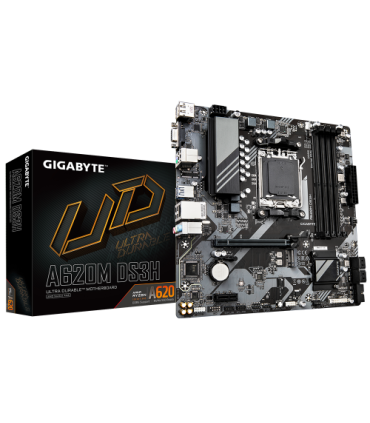 PLACA GIGABYTE A620M DS3H,AMD,AM5,A620,4DDR5,256GB,VGA+DP+HDMI,GBLAN,4SATA6+1XM.2,3USB3.2+1USB TYPE-C,MATX
