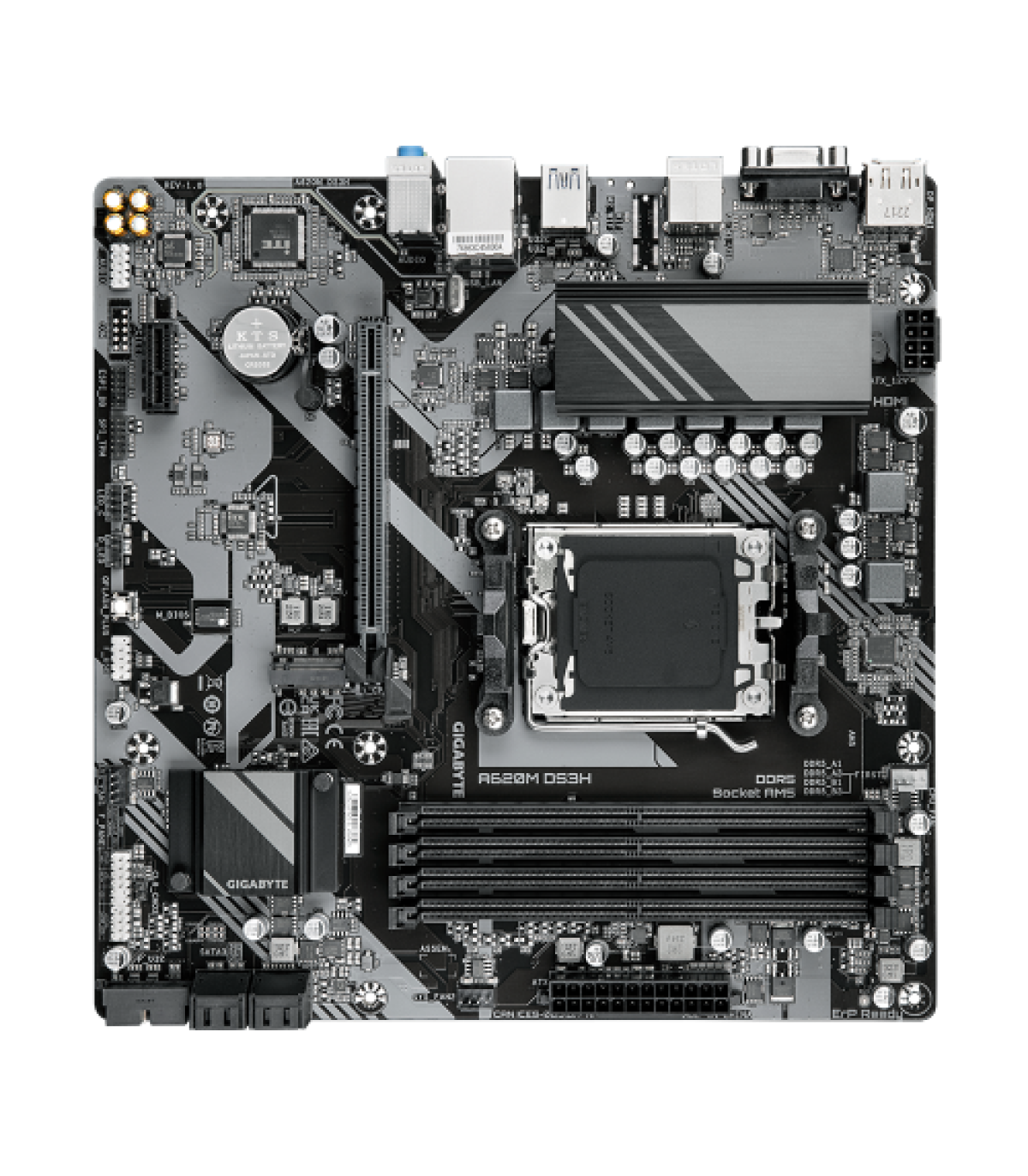 PLACA GIGABYTE A620M DS3H,AMD,AM5,A620,4DDR5,256GB,VGA+DP+HDMI,GBLAN,4SATA6+1XM.2,3USB3.2+1USB TYPE-C,MATX