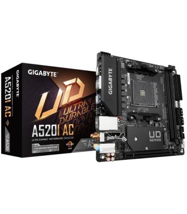PLACA GIGABYTE A520I AC,AMD,AM4,A520,2DDR4,64GB,DP+2HDMI,GBLAN+WIFIAC+BT4.2,4SATA6+1M.2,2USB3.2,MINI-ITX