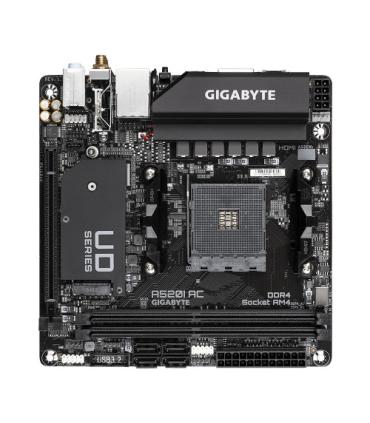 PLACA GIGABYTE A520I AC,AMD,AM4,A520,2DDR4,64GB,DP+2HDMI,GBLAN+WIFIAC+BT4.2,4SATA6+1M.2,2USB3.2,MINI-ITX