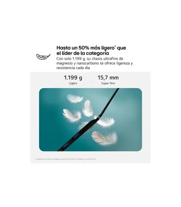 PORTATIL LG GRAM,16",16Z90T, INTEL CORE ULTRA 7, 40,6 CM, 2560 X 1600 PIXELES, 32 GB, 1 TB, WINDOWS 11 HOME