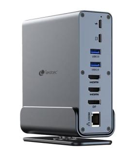 Leotec LEDS06 Docking Station USB C 15 en 1 - 2x HDMI 4K + DisplayPort - Power Delivery 100W - Ethernet Gigabit - 5x USB + USB..