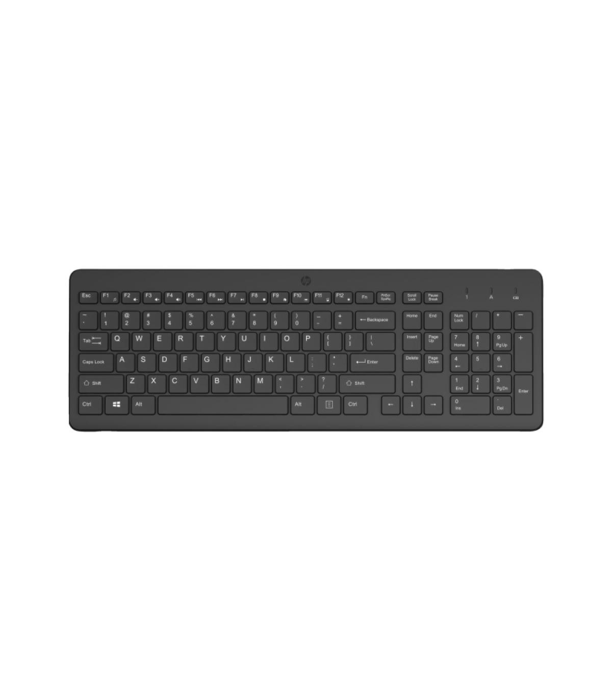 HP 225 Teclado Inalambrico 2.4GHz - 12 Atajos Fn Integrados - Indicadores LED Bloq Num, Bloq Mayus y Bateria - Autonomia hasta..