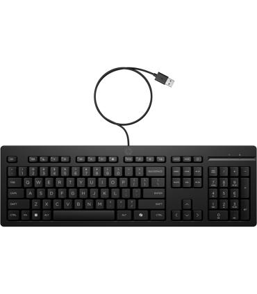HP 125 Teclado USB G2 - Tecla Copilot IA - Patas Ajustables - Indicadores LED (Num/Caps) - Teclas de Embrague Tipo Plunger - Fab