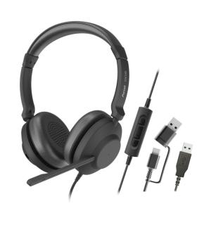 Axtel One Auriculares con Microfono USB - Conexion USB-A y USB-C - Controles de Audio Integrados - Estereo