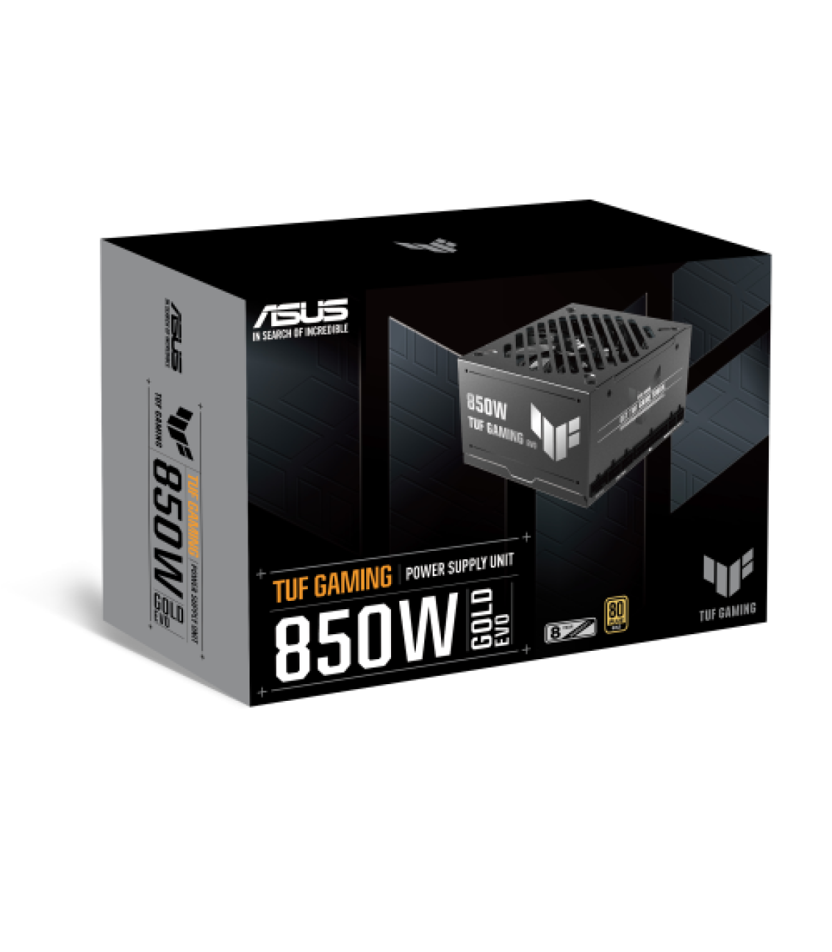 FUENTE ALIMENTACION ASUS TUF-GAMING-850G-EVO,850W, 80+ GOLD, ATX 3.0 COMPATIBLE, MILITARY-GRADE COMPONENTS, DUAL BALL BEARING..