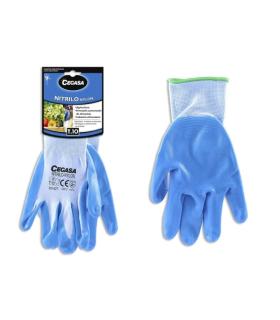 Cegasa Guantes de Trabajo Talla 10 - Fabricados en Nylon con Recubimiento de Nitrilo en Palma y Dedos - Color Azul