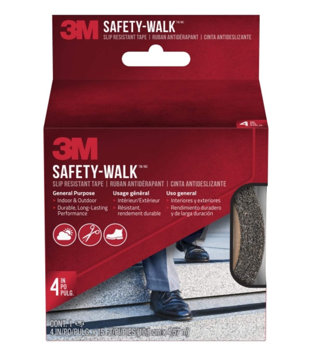 3M Safety-Walk Cinta Adhesiva Antideslizante - Uso en Interior y Exterior - 101mm x 4.57m - Color Negro
