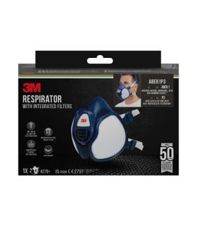 3M Mascarilla de Media Cara - Filtros Integrados - Proteccion Combinada - Reutilizable - Color Azul/Blanco