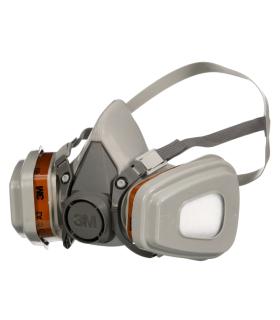 3M Mascarilla de Media Cara - Filtros Reemplazables Incluidos - para Vapores Organicos - Reutilizable - Color Gris