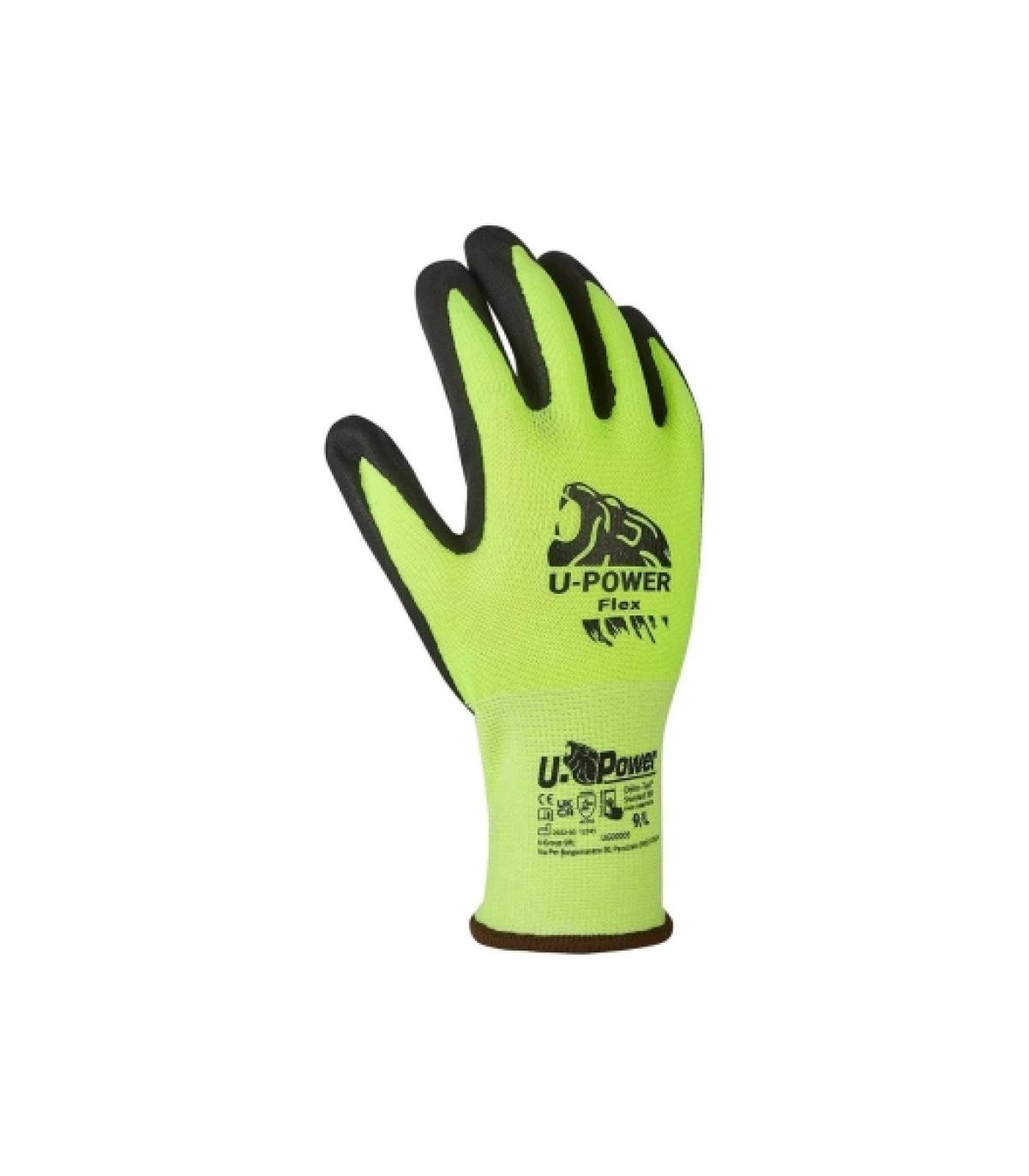 Upower Flex Guantes de Trabajo con Destreza y Flexibilidad - Talla 9 - Dorso Elastico Transpirable, Palma Resistente, Compatible