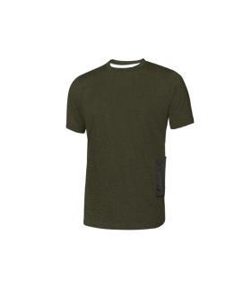 Upower Road Camiseta de Manga Corta Polycotton - Talla 3XL - Slim-Fit, Cuello Acanalado Elastico, Bolsillo Celular, Cinta Reflex