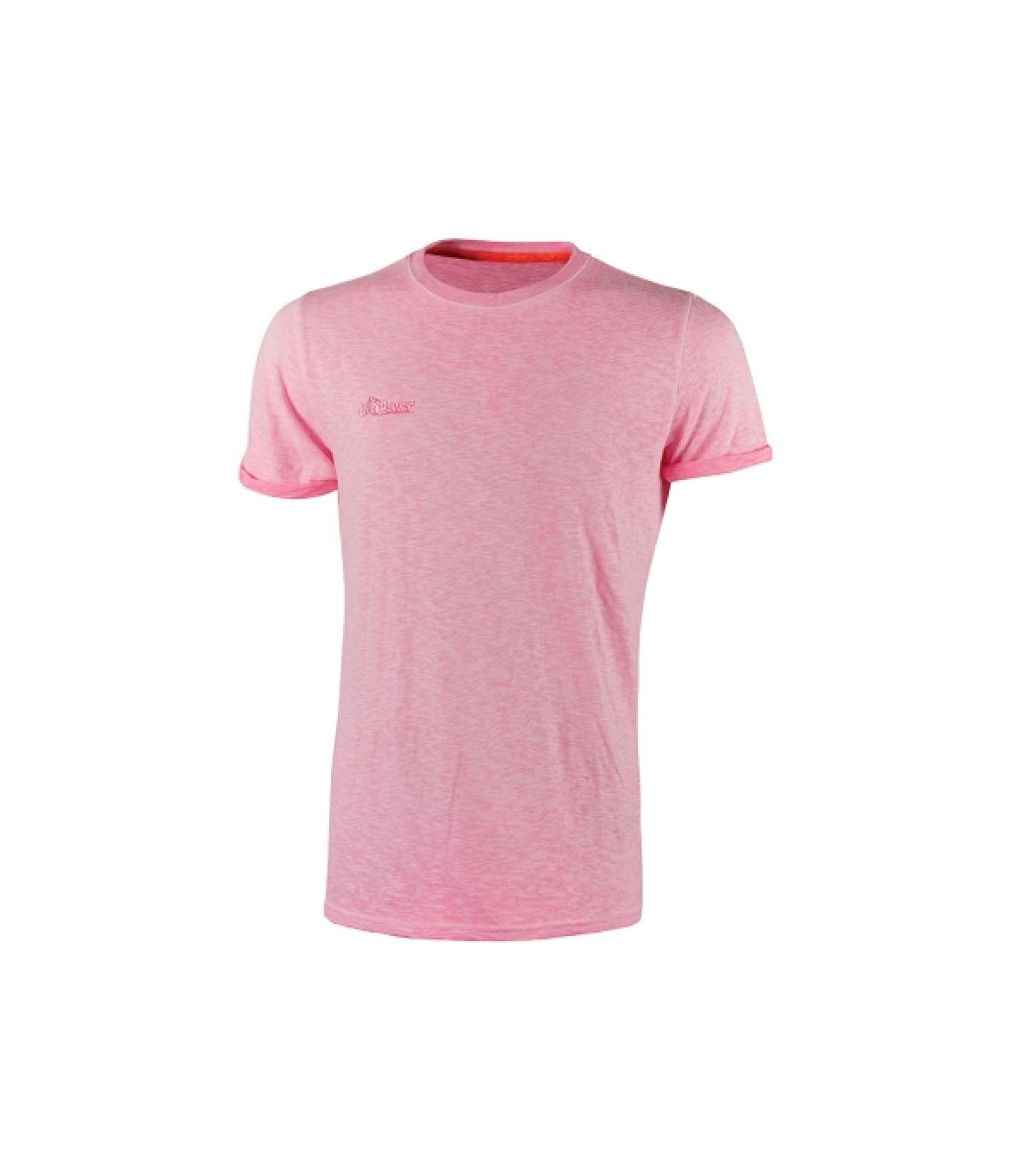Upower Fluo Camiseta de Manga Corta - Talla 3XL - Algodon Flameado, Tejido Slub Cotton, Transpirable, Ajuste Slim-Fit, Cuello Re