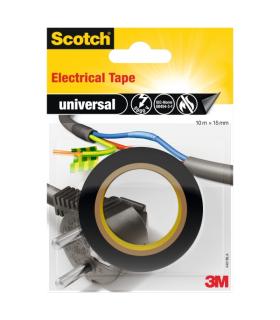 Scotch Cinta Aislante 15mm x 10m - Fabricada en PVC - Aislamiento de Alta Tension de hasta 5000 V - Color Negro