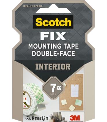 Scotch-Fix Cinta de Montaje para Interior de Doble Cara - 19 mm x 1.5m - Color Blanco