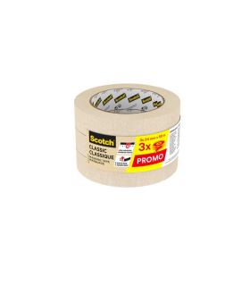 Scotch Classic Pack de 3 Cintas de Enmascarar - 24mm x 50m - Color Blanco