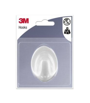 3M Gancho Adhesivo Ovalado - Grande - Soporta hasta 1.2kg - Color Blanco