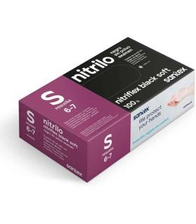 Santex Nitriflex Black Soft Pack de 100 Guantes de Nitrilo para Examen Talla S - 3.5 gramos - Sin Polvo - Libre de Latex - No Es
