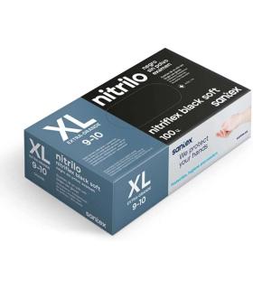 Santex Nitriflex Black Soft Pack de 100 Guantes de Nitrilo para Examen Talla XL - 3.5 gramos - Sin Polvo - Libre de Latex - No..