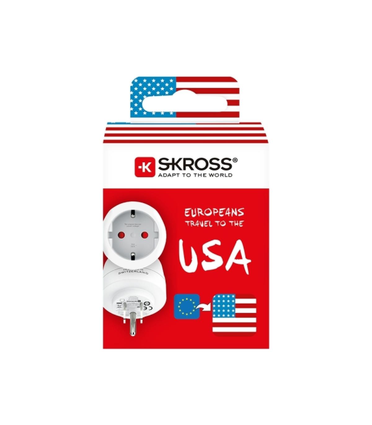 Skross Adaptador de Viaje de Europa a Estados Unidos - Color Blanco