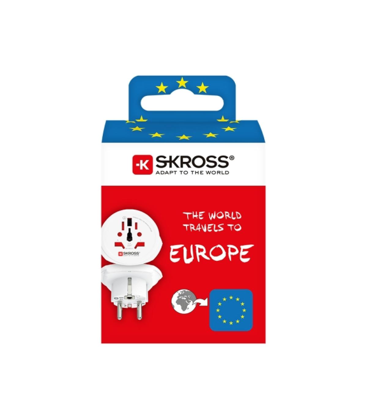 Skross Adaptador de Viaje del Mundo a Europa - Color Blanco