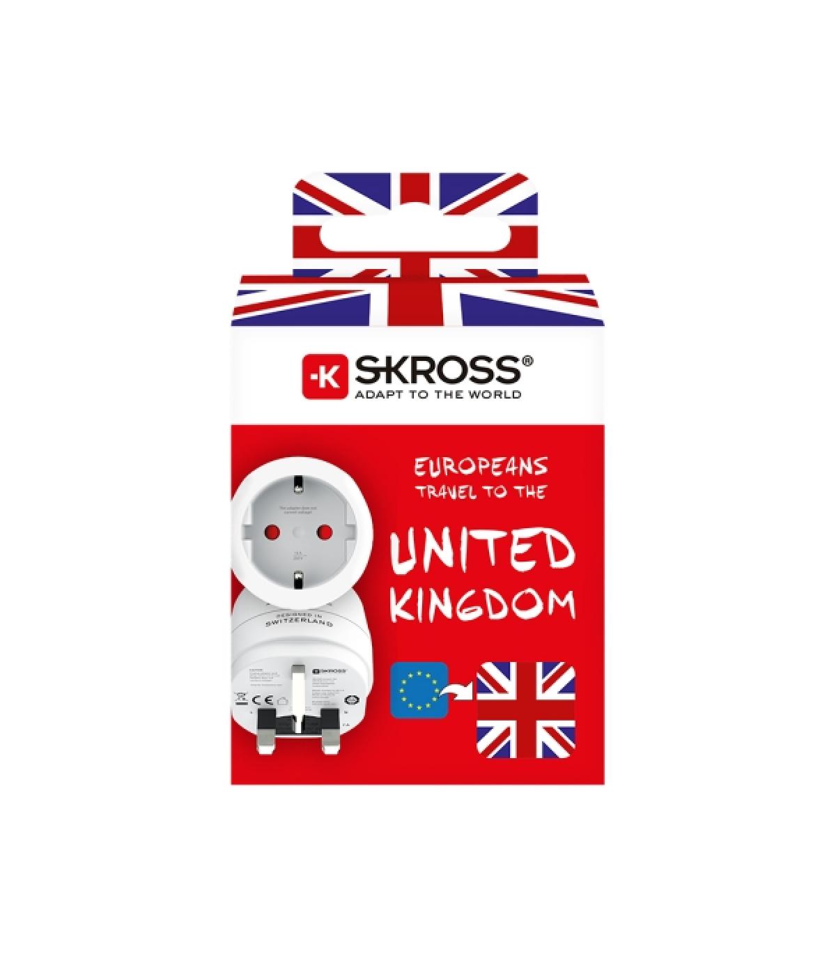 Skross Adaptador de Viaje de Europa a Reino Unido - Color Blanco