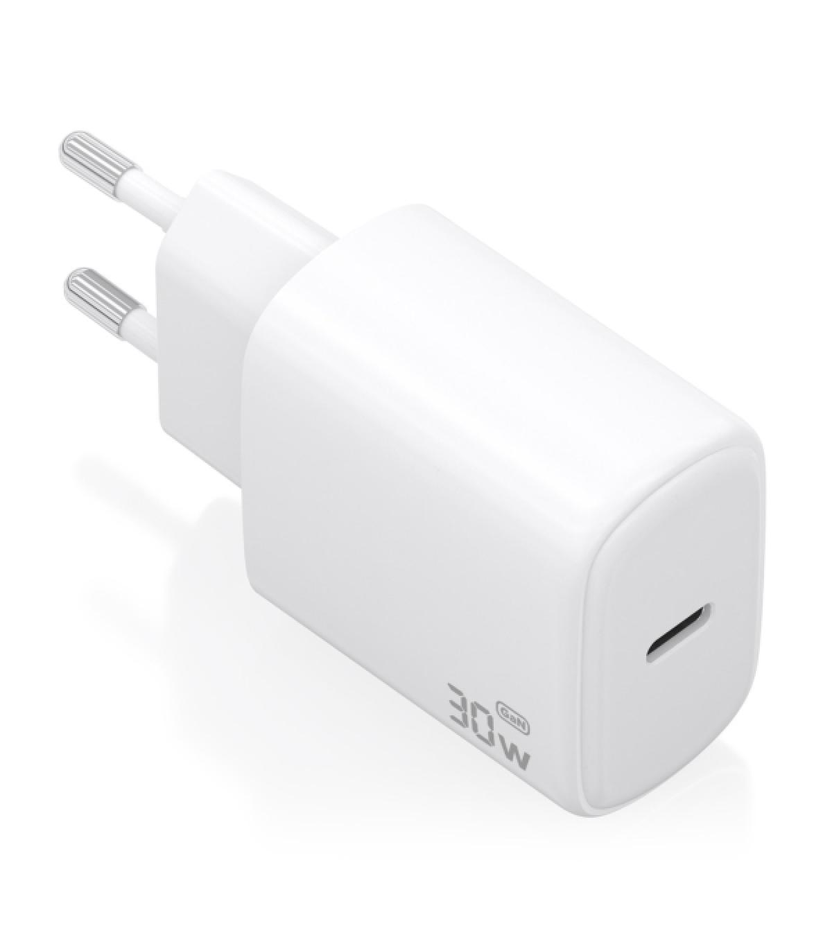 Aisens Cargador GaN 30W - 1xUSB-C PD3.0 - Tecnologia AI - Color Blanco