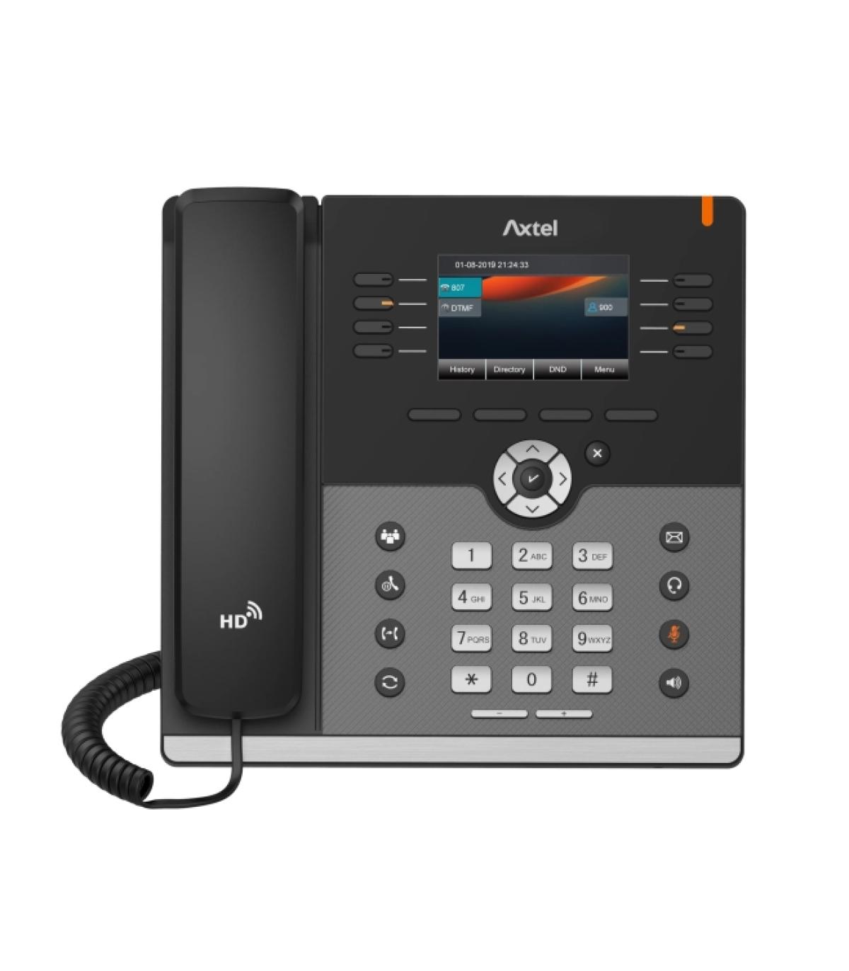 Axtel AX-500W Telefono Fijo IP - WiFI y Bluetooth - Hasta 12 Cuentas SIP - Gigabit - PoE - Color Negro
