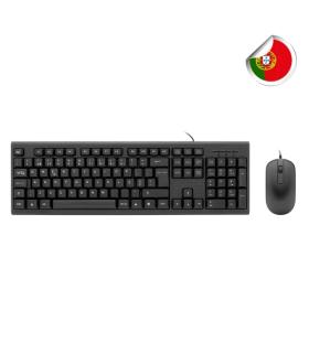 Coolbox COO-KTR-02UPT Pack USB Teclado 105 Teclas - QWERTY Portugues + Raton 3 Botones - Uso Ambidiestro - Color Negro