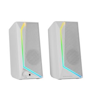 Mars Gaming MS72 Altavoces Gaming de 15W - Luces RGB - Jack 3.5mm - Procesador de Sonido DSP - 178x79x110mm - Color Blanco
