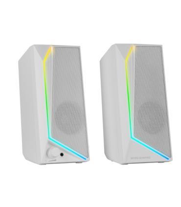 Mars Gaming MS72 Altavoces Gaming de 15W - Luces RGB - Jack 3.5mm - Procesador de Sonido DSP - 178x79x110mm - Color Blanco