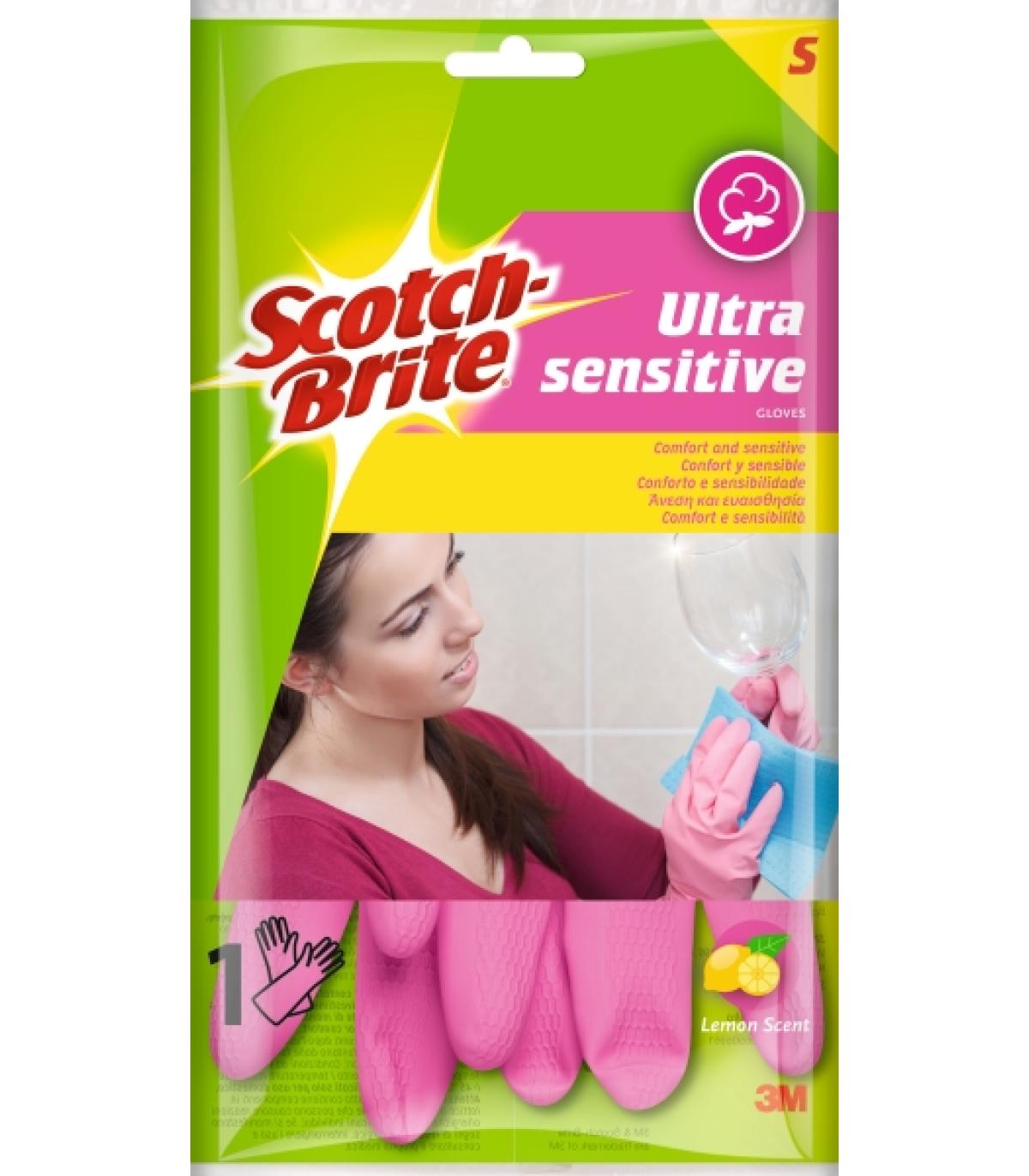 Scotch-Brite Ultra-Sensitive Guantes Multiuso - Talla S - Perfumados - Color Rosa