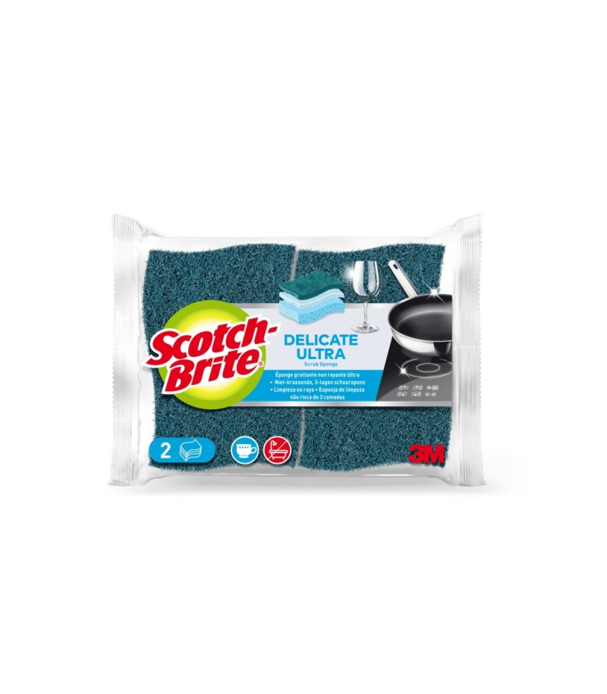 Scotch-Brite Pack de 2 Estropajos de Cocina - No Raya - Color Verde Oscuro