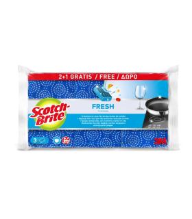 Scotch-Brite Fresh Pack de 3 Estropajos de Cocina - Promocion 2 + 1 Gratis - No Raya - Color Morado