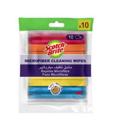 Scotch-Brite Pack de 10 Bayetas de Microfibra Multiusos - 31x29cm - Colores Surtidos
