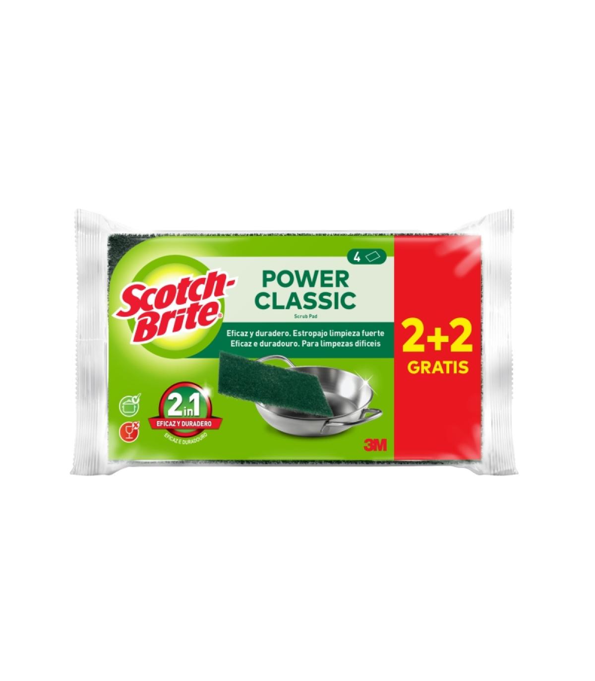 Scotch-Brite Classic Pack de 4 Estropajos de Cocina - Promocion 2 + 2 Gratis - Color Verde Oscuro
