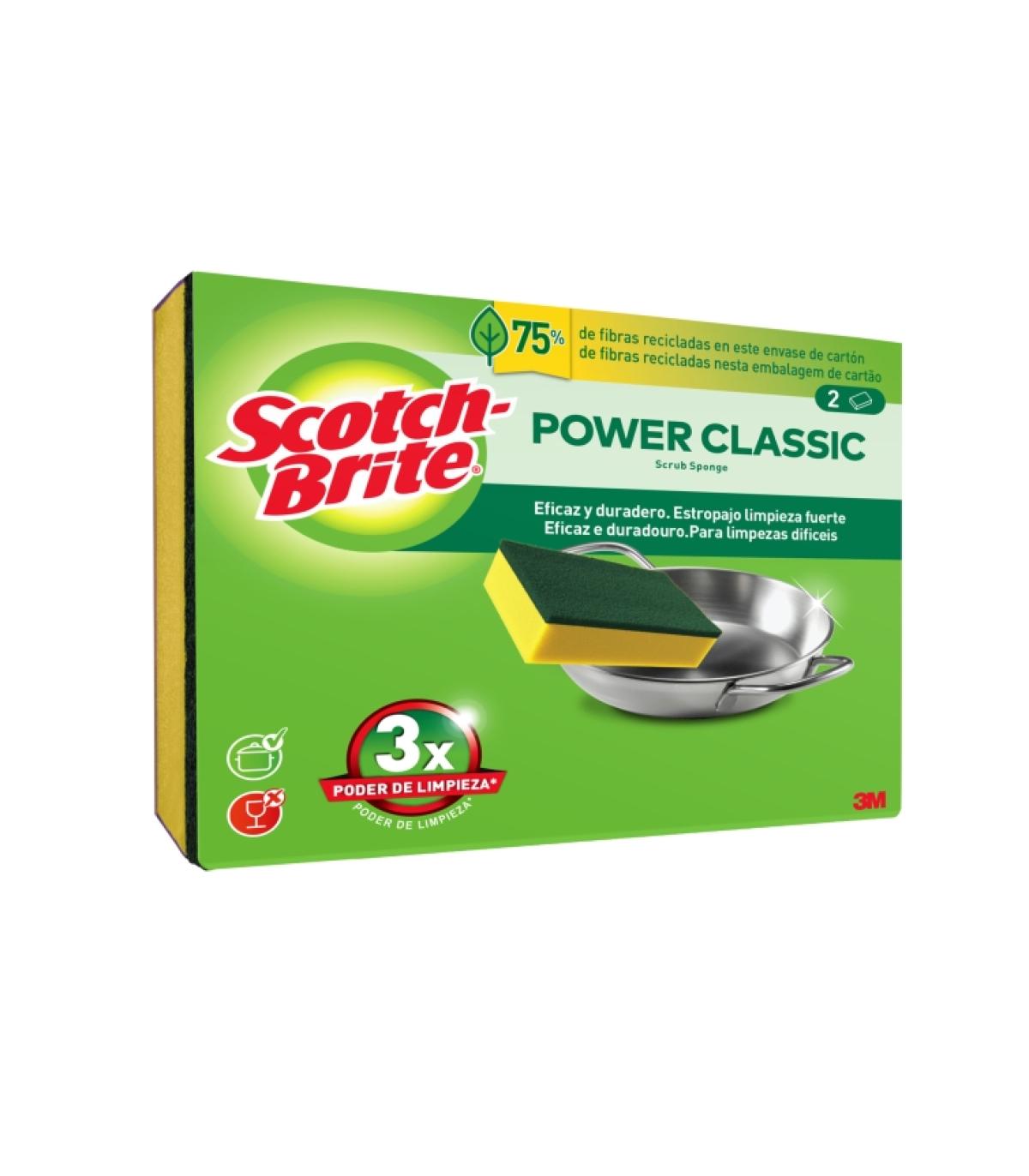 Scotch-Brite Classic Pack de 2 Estropajos de Cocina - Color Amarillo