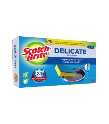 Scotch-Brite Delicate Estropajo de Cocina - No Raya - Color Amarillo