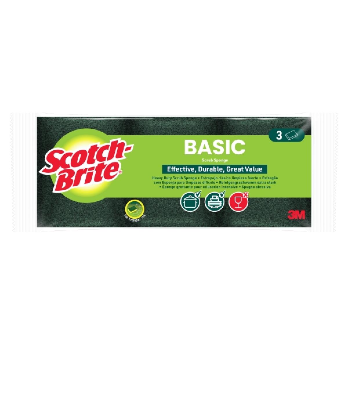 Scotch-Brite Pack de 3 Estropajos de Fibra Verde - Color Verde Oscuro