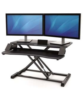 Fellowes Sit-Stand Corsivo Estación de Trabajo - Sistema de Muelle a Gas - Amplia Plataforma Superior - Plataforma Inferior..