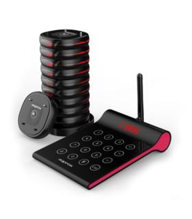 Approx Customer Caller Kit Avisador de Clientes - Base de Carga - 10 Unidades - 400m Alcance - Transmisor con Teclado Tactil ..
