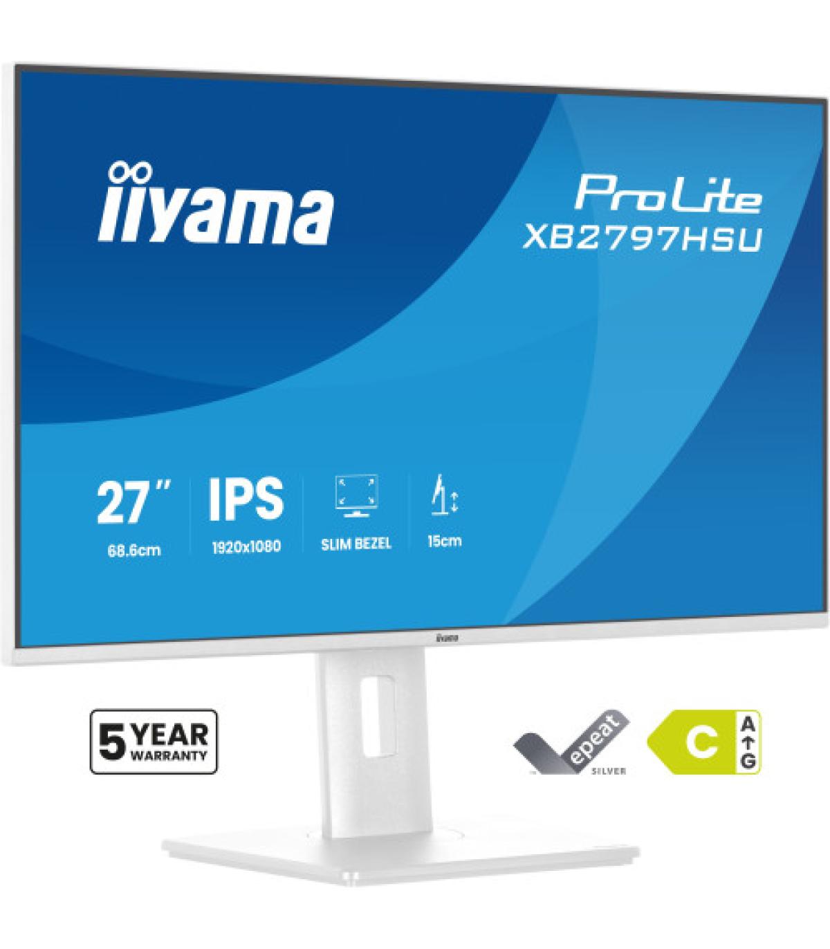 MONITOR IIYAMA PANTALLA PARA PC 68,6 CM (27") 1920 X 1080 PIXELES FULL HD LED PANEL IPS AJUSTABLE-WHITE VERSION