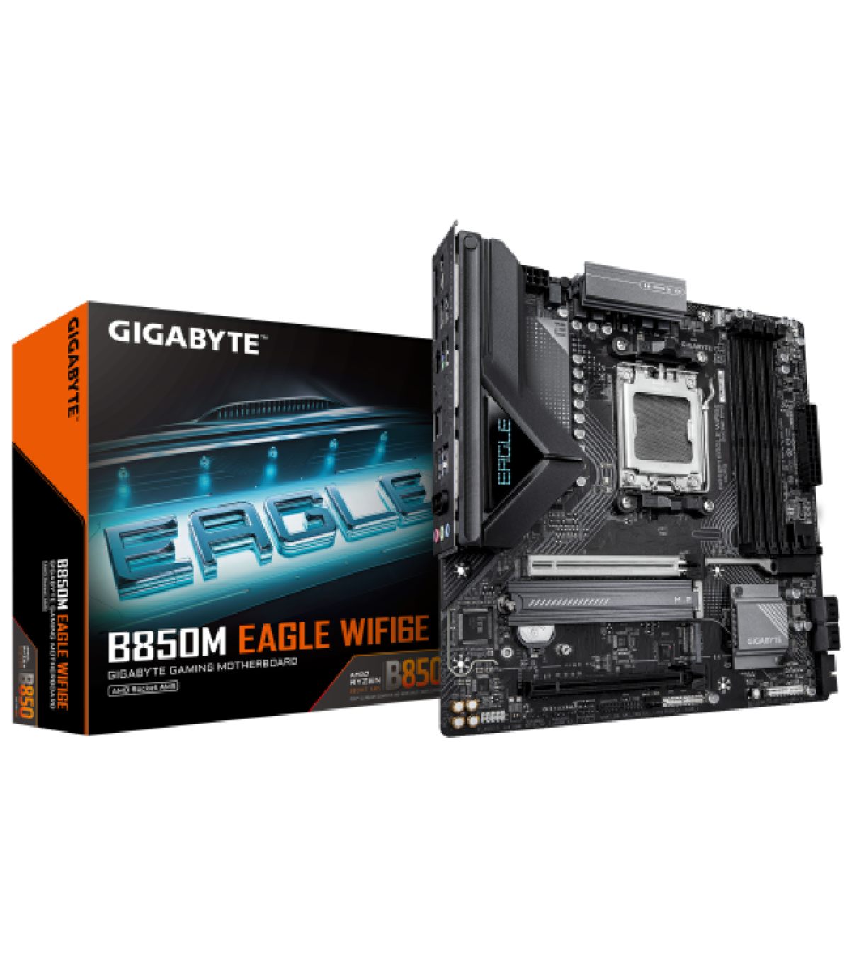 GIGABYTE B850M EAGLE WIFI6E Placa Base - Procesadores AMD Ryzen Serie 9000, VRM digital de 8+2+2 fases, hasta 8200MHz DDR5 (OC..