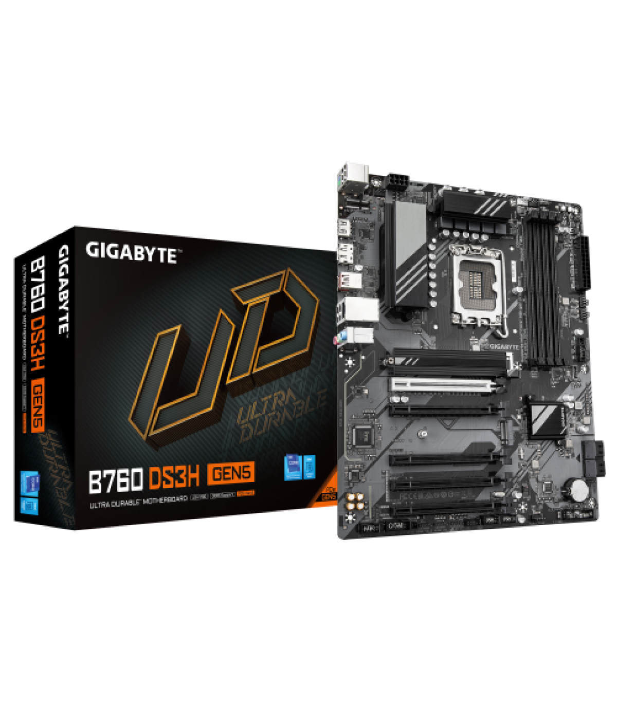 GIGABYTE B760 DS3H GEN5 Placa Base – Compatible con procesadores Intel Core 14ª generación, VRM digital de 8+2+1 fases, hasta 56