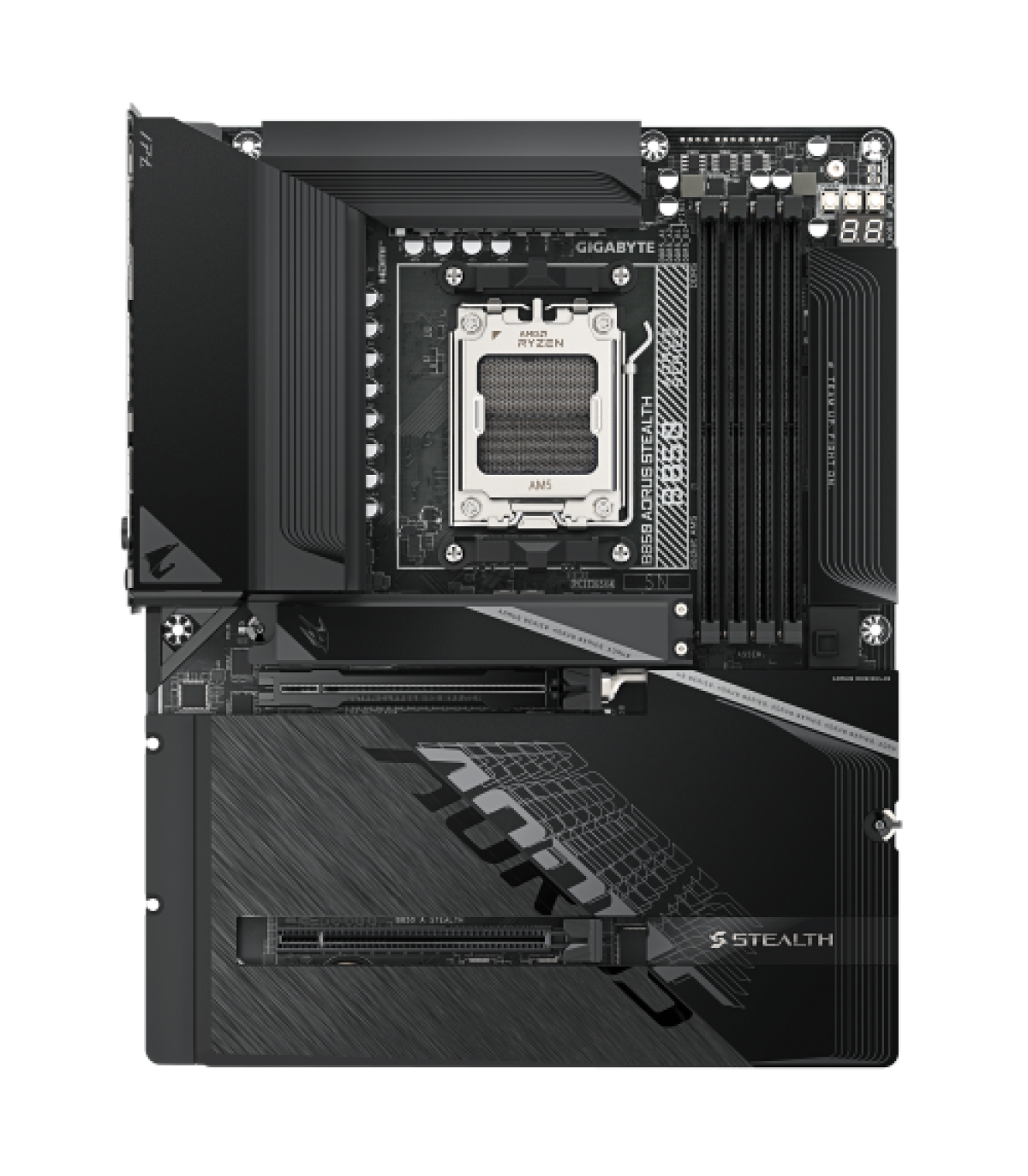 GIGABYTE B850 AORUS STEALTH Placa Base – CPUs AMD Ryzen Serie 9000, VRM digital de 14+2+2 fases, hasta 8200 MHz DDR5 (O.C.), 2×.