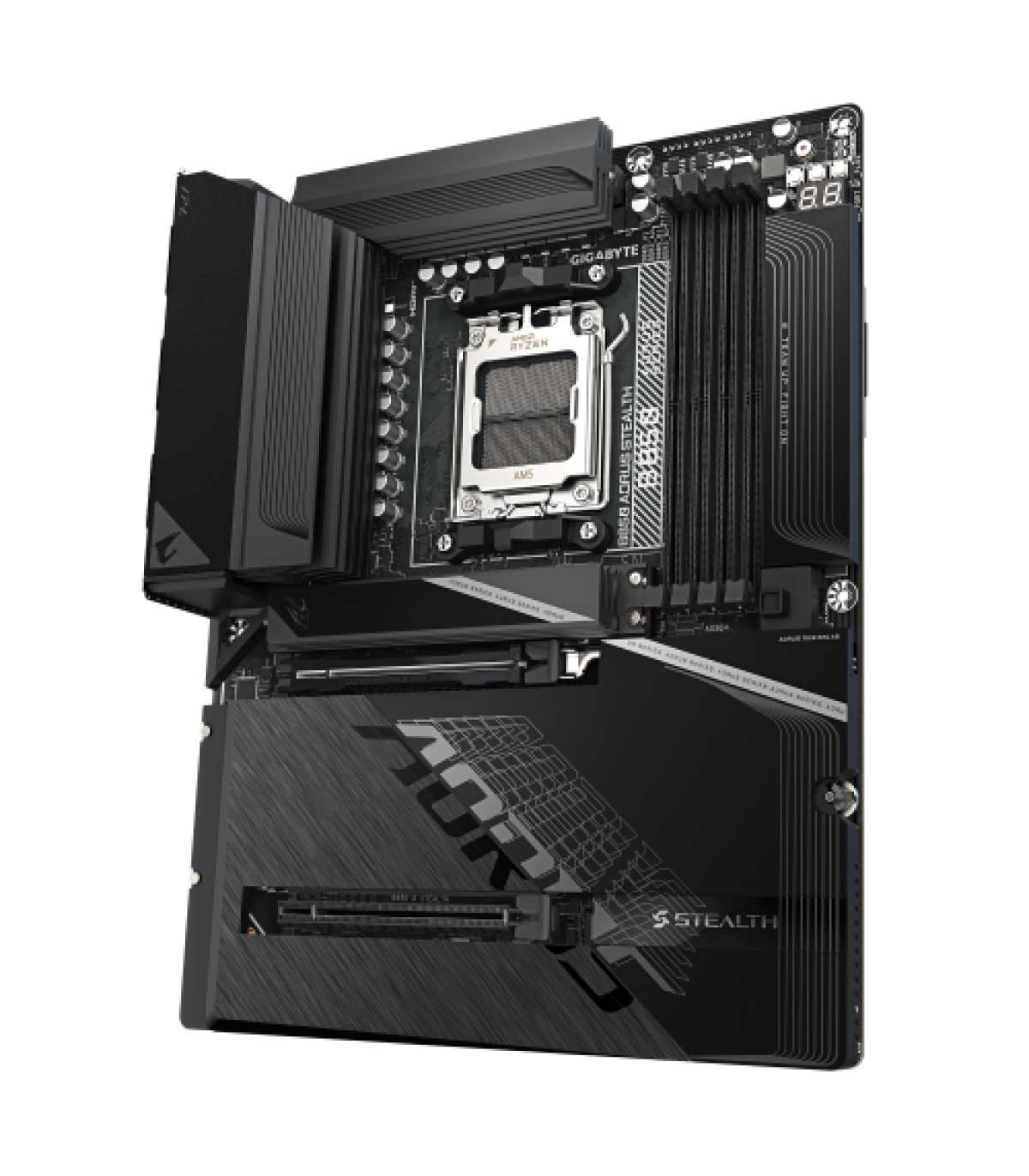 GIGABYTE B850 AORUS STEALTH Placa Base – CPUs AMD Ryzen Serie 9000, VRM digital de 14+2+2 fases, hasta 8200 MHz DDR5 (O.C.), 2×.
