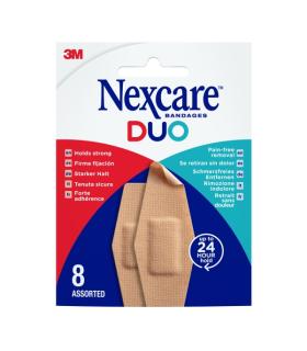 Nexcare Duo Pack de 8 Apositos Surtidos - Retirada Sin Dolor - Resistente al Agua - Transpirable - Color Piel