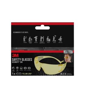 3M Securefit Gafas de Seguridad - Lentes Amarillas - Mejor Contraste en Poca Luz - Antivaho - Antirrayaduras - Proteccion UV ..